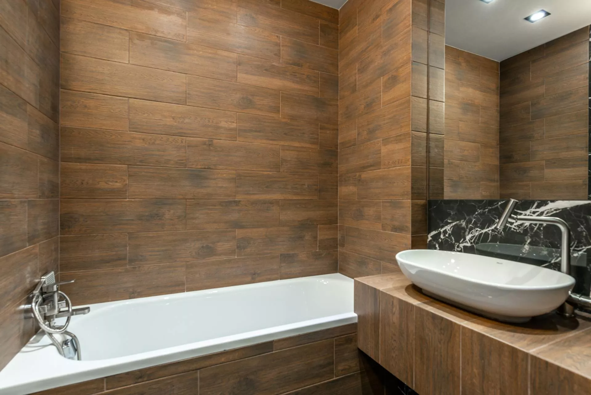 image of a bathroom with brown tiles | Bathroom Renovation Ideas for Small Bathrooms | Prime Kitchens and Bathrooms