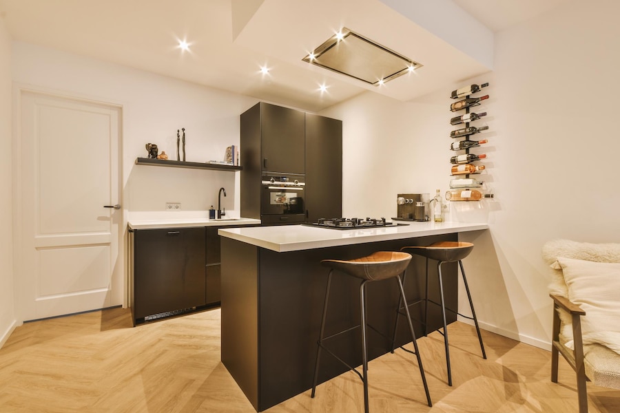 Wooden cabinet in a kitchen